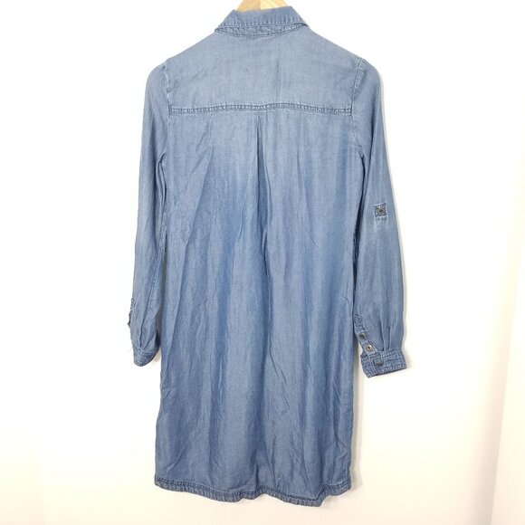 Max Jeans Blue Chambray Lightweight  Long Sleeve Button Down Shirt Dress Size XS - Picture 9 of 13